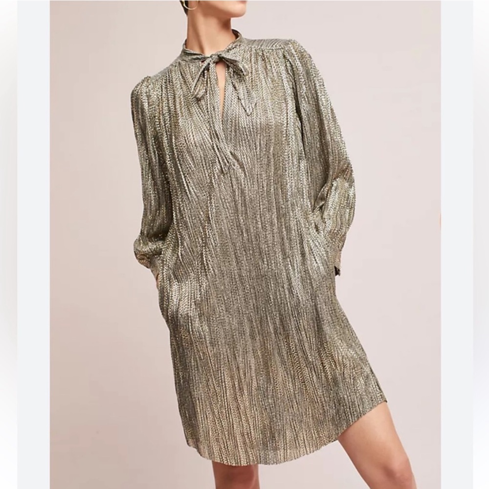 Sabina Musayev Long Sleeve Metallic Dress